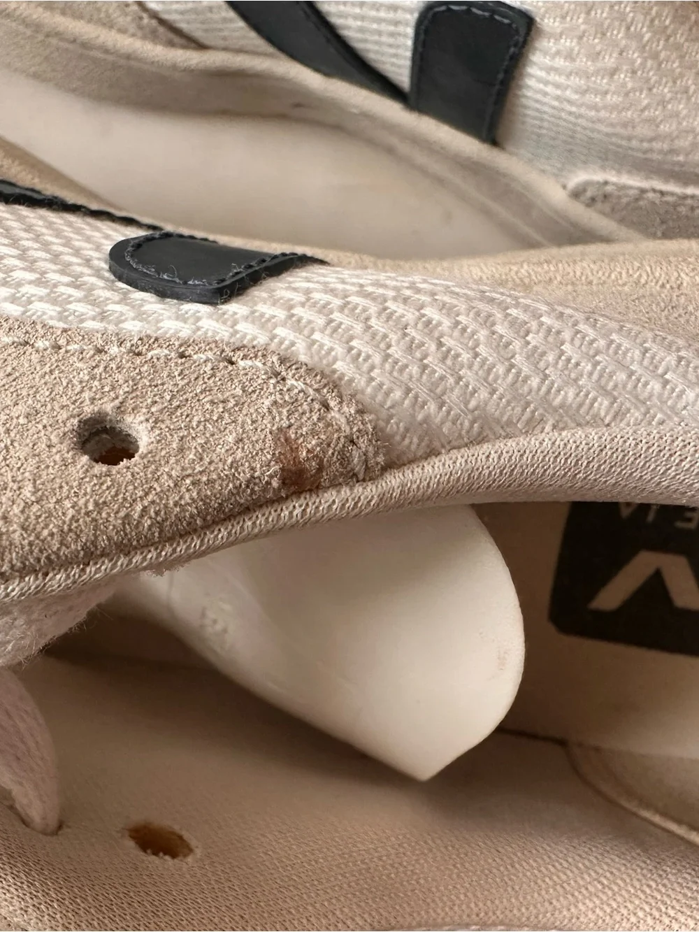 Veja V-10 Beige and Black Athletic Sneakers